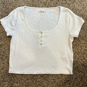 Madewell ivory henley crop top ladies S.